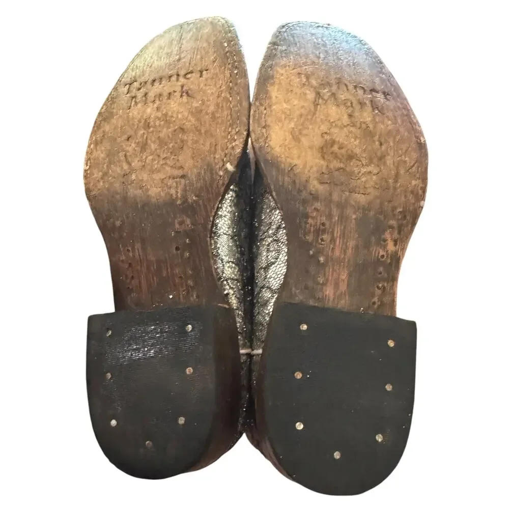Tanner Mark Kids Youth 4 Metallic Lace Western Cowboy Boots Silver Black